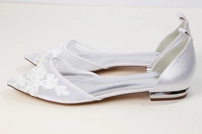 Planos de encaje de malla con flores punta puntiaguda boda talla 41 Foto 1 de 4