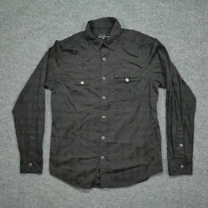 Affliction Shirt Mens Medium Black Button Up Black Label Premium Skull Y2K - Picture 1 of 15