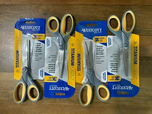 Westcott 13526 7" Titanium Bonded Straight Scissors - Gray/Yellow New QTY4 - Picture 1 of 2