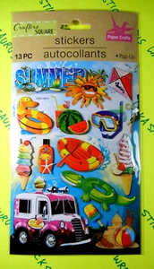 Camión de helados de vacaciones de verano paquete de pegatinas emergentes 3D cuadrado de artesano - Imagen 1 de 3