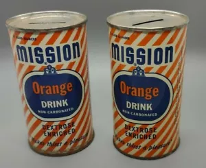Vintage MISSION orange Getränke Werbebänke--(2)-- Soda Pop Dosen- 1954 - Bild 1 von 3
