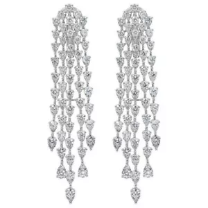 Massive 925 Sterlingsilber schöne Wasserfall Birne CZ lange Hänger Party Ohrr... - Bild 1 von 10