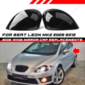 Glanz Schwarz Spiegelkappen Spiegel Gehäuse für Seat Leon MK2 Facelift 2009-2012 - Picture 1 of 6