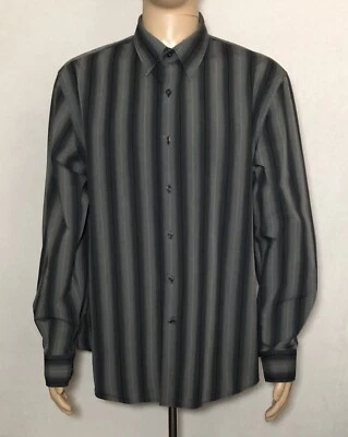 Camisa John Henry Para Hombre Abotonada Calce Moderno Manga Larga XXL Rayas Gris Negra Foto 1 de 4