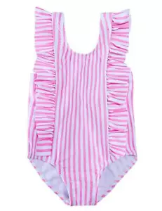 Toddler Baby Girl Swimsuit 2T Striped Bathing Suit One Piece Ruffle Swimwear ... - Picture 1 of 6