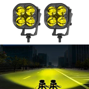 2x 3inch LED Cube Pods Work Light Bar Spot Driving Fog Yellow Lamp Offroad SUV - Bild 1 von 12