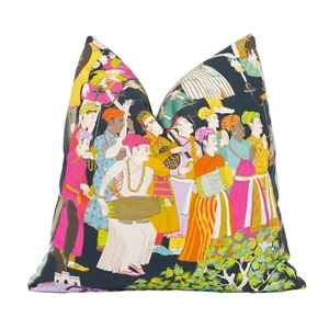 Manuel Canovas - Dara - Noir - Colourful Indian Inspired Maharajah Cushion Cover - Picture 1 of 2