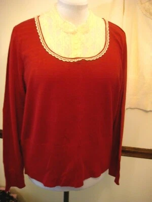 Nuevo sin etiquetas Suéter Diálogo Manga Larga Cuello Redondo con Inserto de Encaje XLARGE Foto 1 de 4