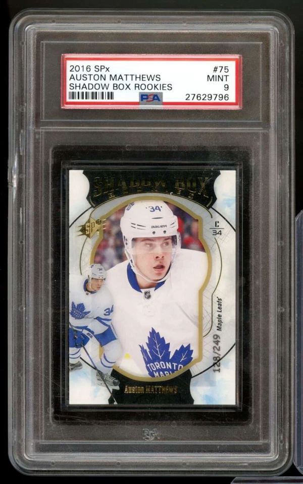 Auston Matthews Rookie Card 2016-17 SPx Shadow Box Rookies (pop 3) #75 PSA 9 - Image 1 of 2