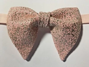 Handmade Blush Pink Gold Bow tie Vintage style 70`s Prom Wedding tie Adjustable - Picture 1 of 3