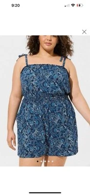 Mameluco con correas de corbata de callo tórrido azul floral bolsillos en la cintura talla 1 nuevo con etiquetas Foto 1 de 4