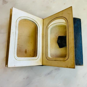 Distressed Black Mini Vintage Leather Victorian Photo Album - Picture 1 of 11