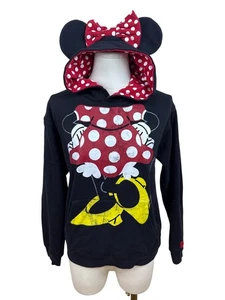 Disney Kids Black Minnie Mouse Hoodie Cotton Blend Size XL - Picture 1 of 9