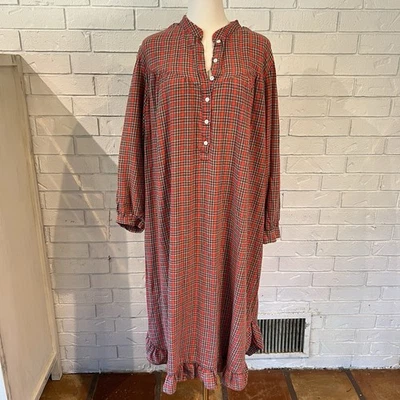 Camisón vintage años 90 Miss Elaine rojo a cuadros con volantes para mujer L Foto 1 de 4