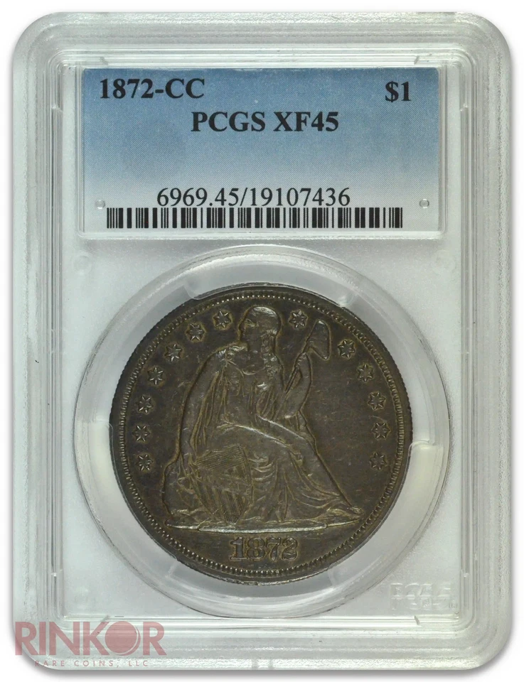 1872-CC $1 Seated Dollar PCGS XF-45 - Image 1 of 3