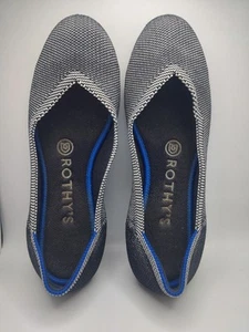 Balletto Rothy's The Flat Cloud grigio Birdseye punta tonda blu bianco taglia 6 - Foto 1 di 11