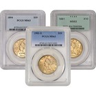 US GOLD $10 LIBERTY HEAD EAGLE   PCGS MS63   RANDOM DATE AND LABEL