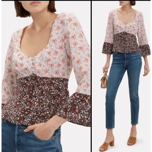 INTERMIX DORYLL 100 % SEIDE GEBLÜMT BLUSE NEU OHNE ETIKETT GRÖSSE 8 - Bild 1 von 10