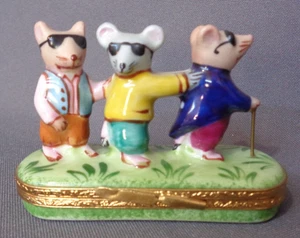 Limoges Schmuckschatulle 3 drei blinde Mäuse signiert Artoria Peit Main Frankreich Porzellan - Bild 1 von 7
