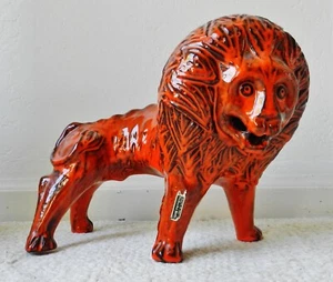 Mid-Century Alvino Bagni Aldo Londi Bitossi Red Lion Statue Rosenthal-Netter - Picture 1 of 5