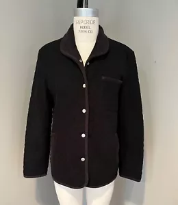Talbots Womens Quilted Black Jacket Corduroy Trim Blazer Pockets Stretch SMALL - Picture 1 of 7