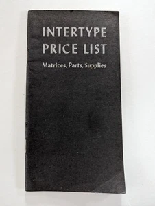 Intertype Price List Matrices Parts Supplies Letters 1949 Vintage Pamphlet - Picture 1 of 11