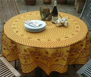 Tablecloth Non-Iron Round 180 CM Terracotta Red Zikadenmotiv Provence France - Picture 1 of 4