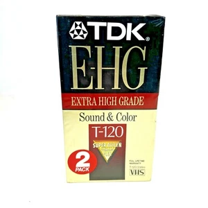 2er-Pack TDK E-HG extra hochwertiger Sound und Farbe T120 VHS Bänder NEU versiegelt - Bild 1 von 6