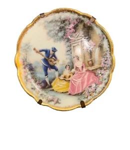 Limoges Frankreich - 3 1/4" handbemalter "Fragonard" Teller mit Originalständer - Bild 1 von 5