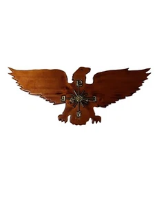 Eagle Hand Carved Wall Clock 26" L x 10" W x 1 3/4" Thick Battery Operated USA - Picture 1 of 8