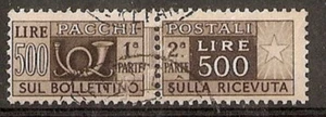 1946-51 ITALIA USATO PACCHI POSTALI 500 LIRE - RR5559-4 - Bild 1 von 1