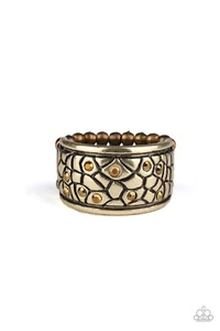 Paparazzi “Pick Up The Pieces“ Brass Stretchy Band Ring - Picture 1 of 2