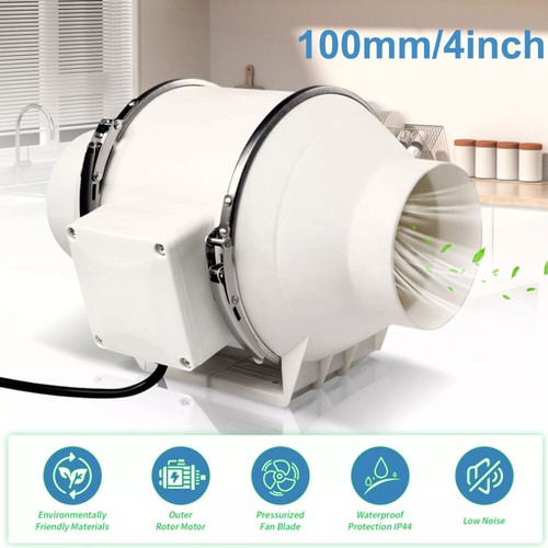 100mm 4Inch Diameter Inline Extractor Fan Bathroom Shower Ceiling Loft ...