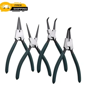 4-piece Snap Ring Pliers Set 7-inch Internal/External Circlip Plier Heavy Duty - Picture 1 of 22