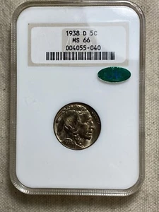 1938-D Buffalo Nickel NGC MS 66 CAC Old Fatty Holder Full Holo Toned Gem - Picture 1 of 8