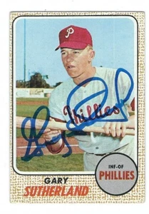 Autogrammkarte Gary Sutherland Philadelphia Phillies 1968 Topps, #98 - mit Echtheitszertifikat - Bild 1 von 1