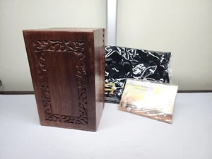 Border Engraved Rosewood Cremation Urn - Picture 1 of 6