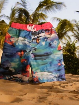 Pantalones Cortos de Natación ZeroXposur Juvenil Talla L-7 Azul/Naranja Forrados Vida Marina Deportes Húmedos Foto 1 de 4