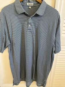 Peter Millar XL Navy/Lite Blue Striped Mens Performance Golf Polo Shirt - Picture 1 of 5