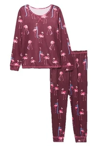 Justice Girls Pajamas Burgundy Size 8 Top And Pants Graphics 2 Piece Set - Picture 1 of 12