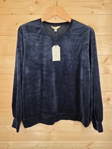 Seasalt Kowan Velour Sweatshirt Damen UK 22 EU 50 blau recycelte Fasern Rundhals - Bild 1 von 15