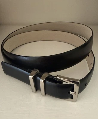 Cinturón Anne Klein de cuero genuino para mujer grande negro plateado herrajes Foto 1 de 4