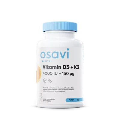 Osavi Vitamin D3 + K2 - 4000IU + 150mcg - 120 softgels