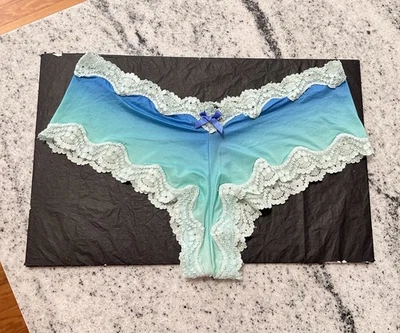 Bragas descaradas de nailon sedoso azul ombré muy sexy de colección Victoria's Secret M MEDIANAS Foto 1 de 4