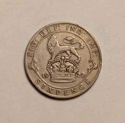 Великобритания 1922, Георг V, шесть пенсов, серебро, 6 пенсов, Соединенное Королевство - Изображение 1 из 4