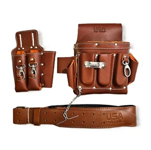 Premium Leder Werkzeuggürtel Set - USA Pro Tools - Elektriker/Schreiner Werkzeugtasche - Bild 1 von 1