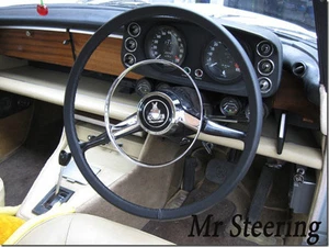 FITS AUSTIN A40 DEVON 1947-1952 BLACK LEATHER STEERING WHEEL COVER TOP QUALITY - Bild 1 von 2