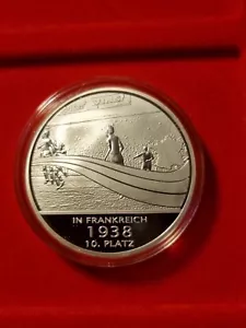 MEDAILLE - DEUTSCHLAND BEI DER FUSSBALL WM - 1938 Frankreich 10. PP Versilbert - Bild 1 von 2