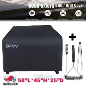 600D BBQ Gas Grill Cover 58" w/ Brush Tong Outdoor Heavy Duty Fits Weber Model - Picture 1 of 26