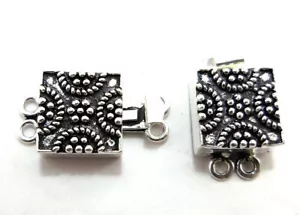 5 PCS 23X14X7MM BALI BOX CLASP 2 STRAND ANTIQUE STERLING SILVER PLATED 225 - Picture 1 of 1